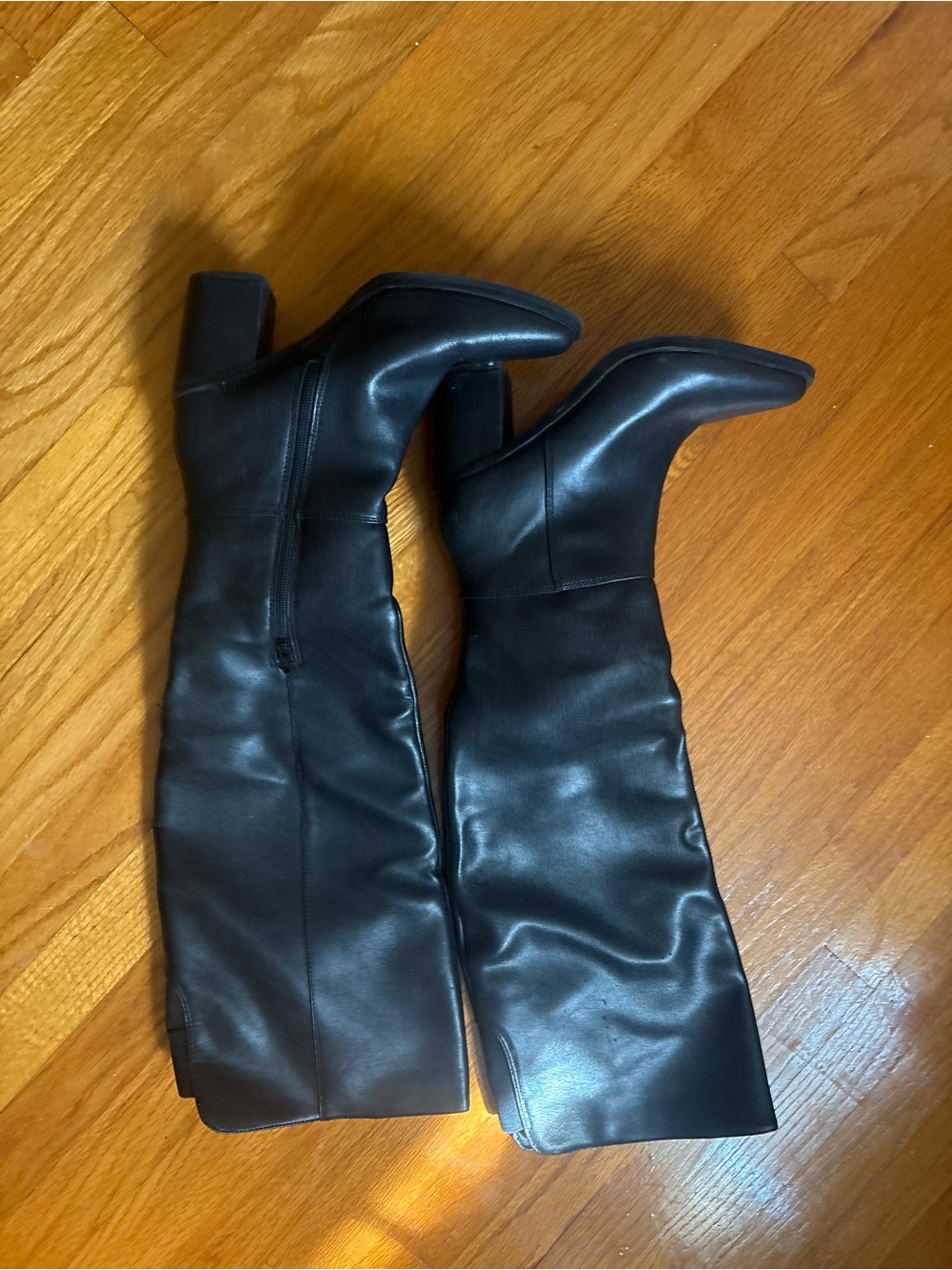 Women's Black Over-the-Knee Block Heel Boots